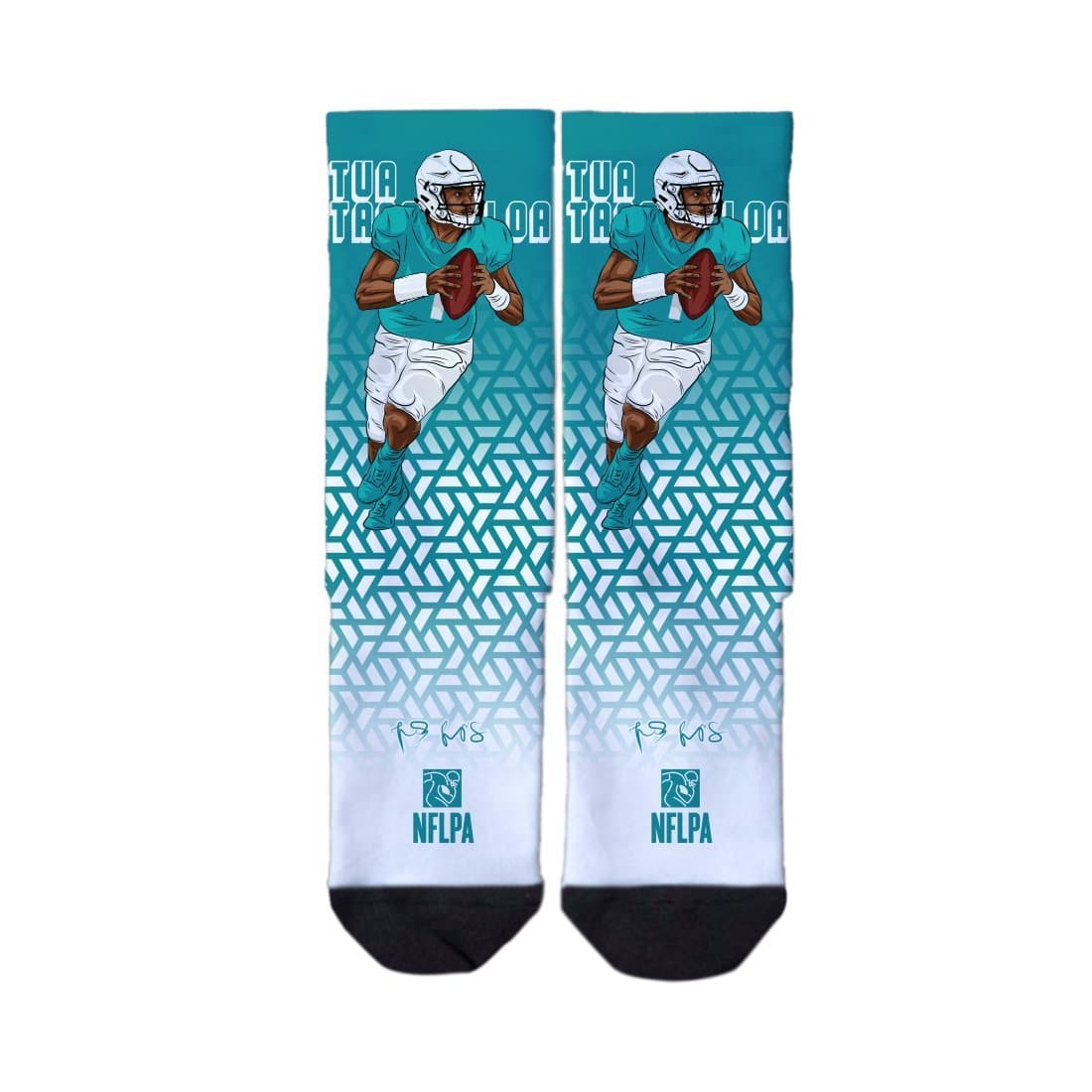 Tua Tagovailoa Miami Dolphins Strideline NFL Geometric Classic Crew Socks - Aqua