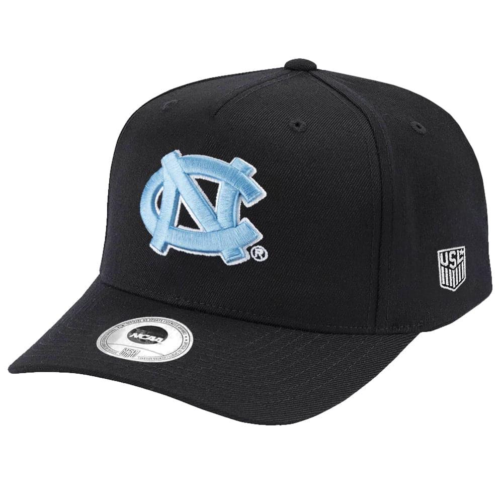 North Carolina Tar Heels USL NCAA Team Logo 110 Curved Snapback Hat - Black