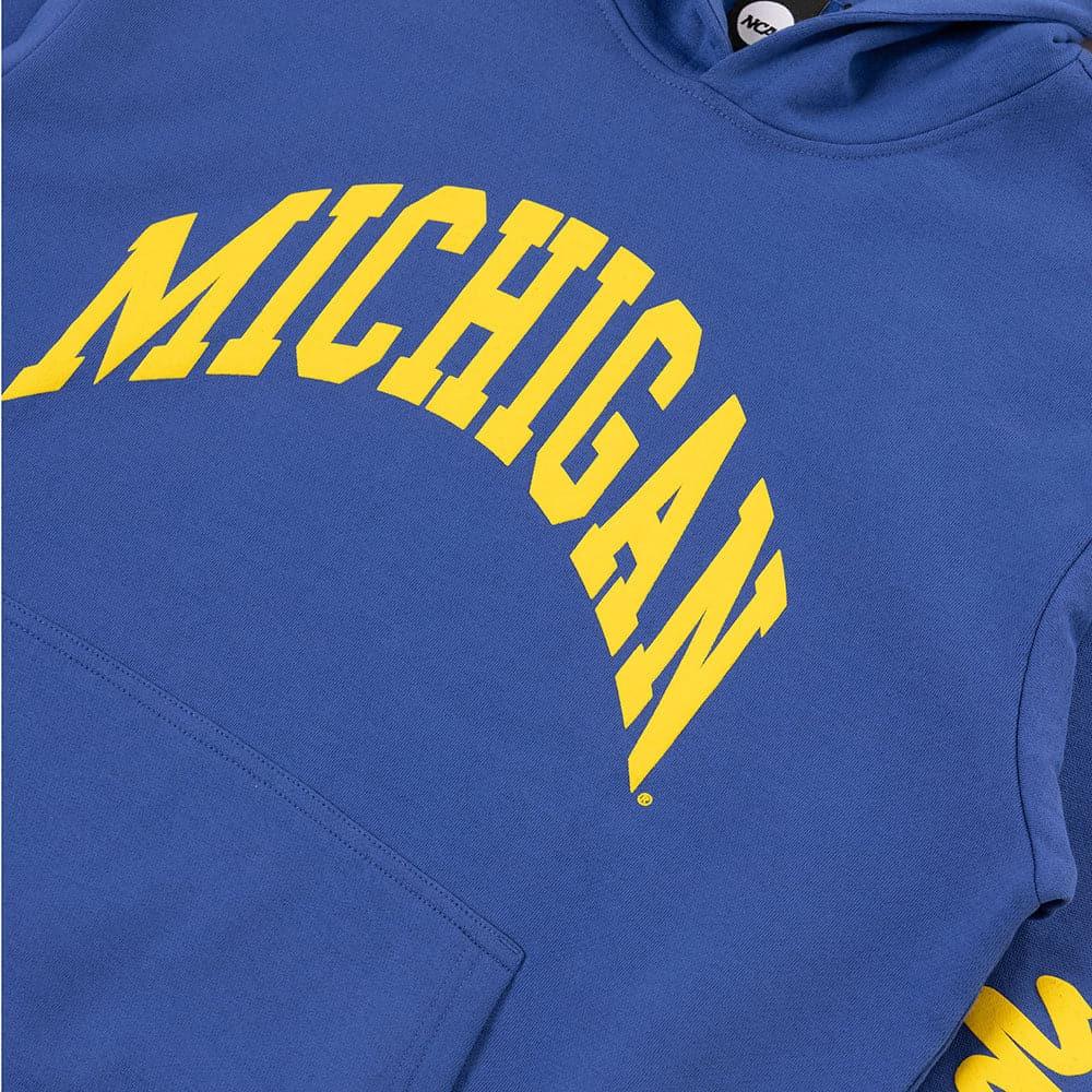 Michigan Wolverines USL NCAA Puff Arch Vintage Hoodie Jumper - Blue