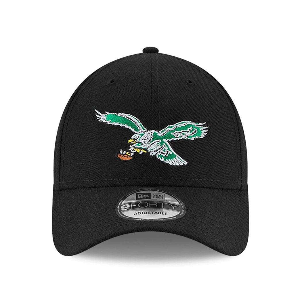 Philadelphia Eagles New Era NFL Throwback 9FORTY Snapback Curve Hat - Black