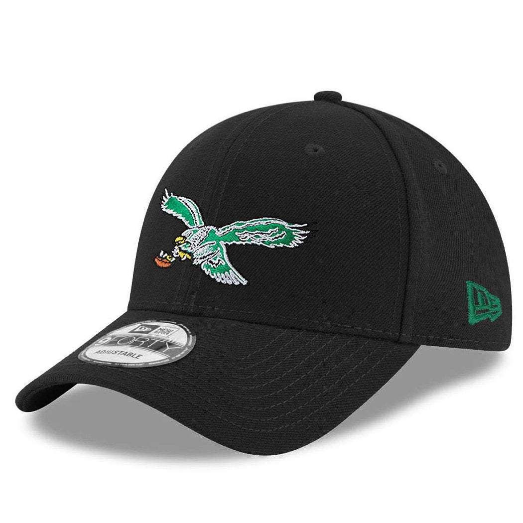 Philadelphia Eagles New Era NFL Throwback 9FORTY Snapback Curve Hat - Black