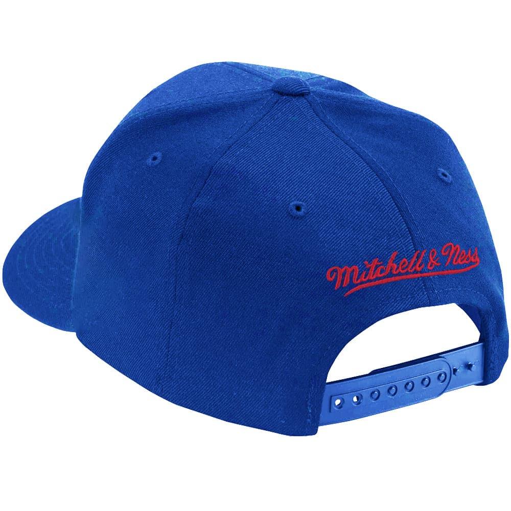 New York Giants Mitchell & Ness NFL Sweep Right Classic Red Curve Snapback Hat - Blue