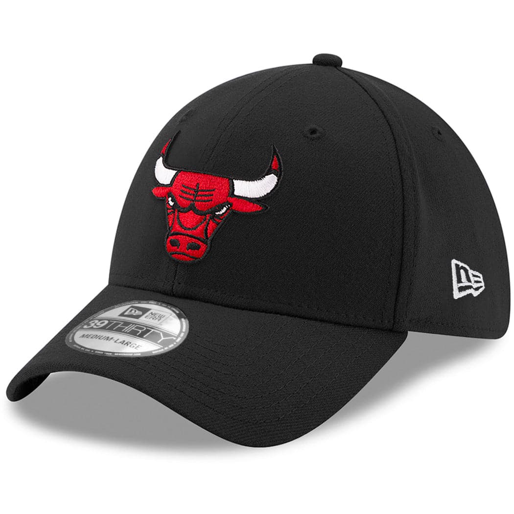 Chicago Bulls New Era NBA Team 39THIRTY Flex Fit Curve Hat - Black