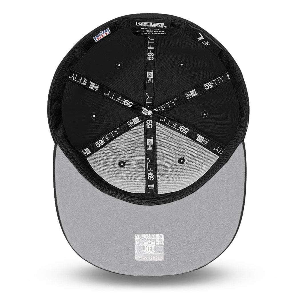 Oakland Raiders New Era NFL Black & White Script 59FIFTY Fitted Hat