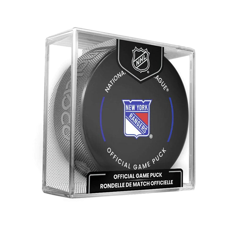 New York Rangers Inglasco NHL Official Team Hockey Puck In Cube