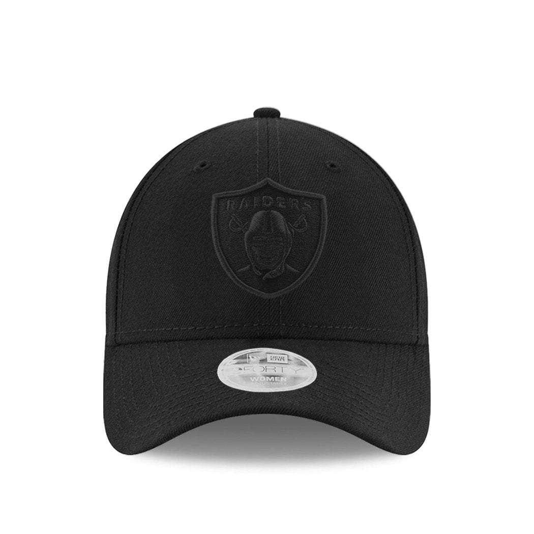 Womens Oakland Raiders New Era NFL Black On Black 9FORTY Curve Hat