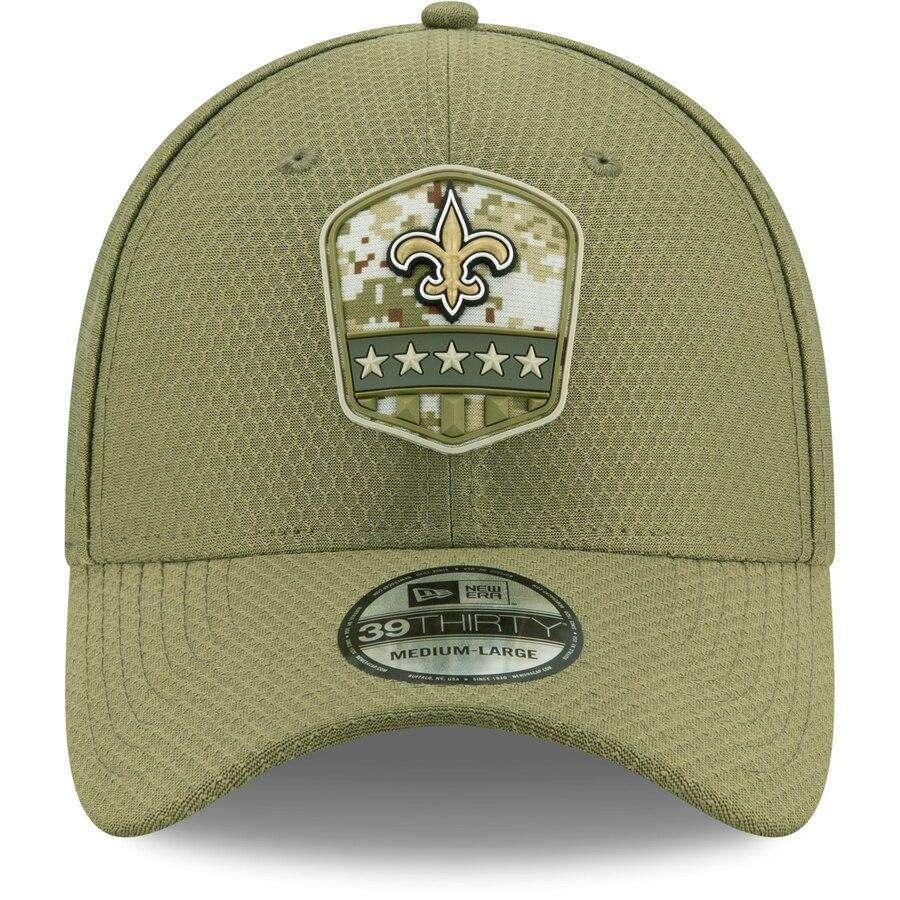 New Orleans Saints New Era NFL 2019 Salute To Service 39THIRTY Stretch-Fit Curve Hat - Army