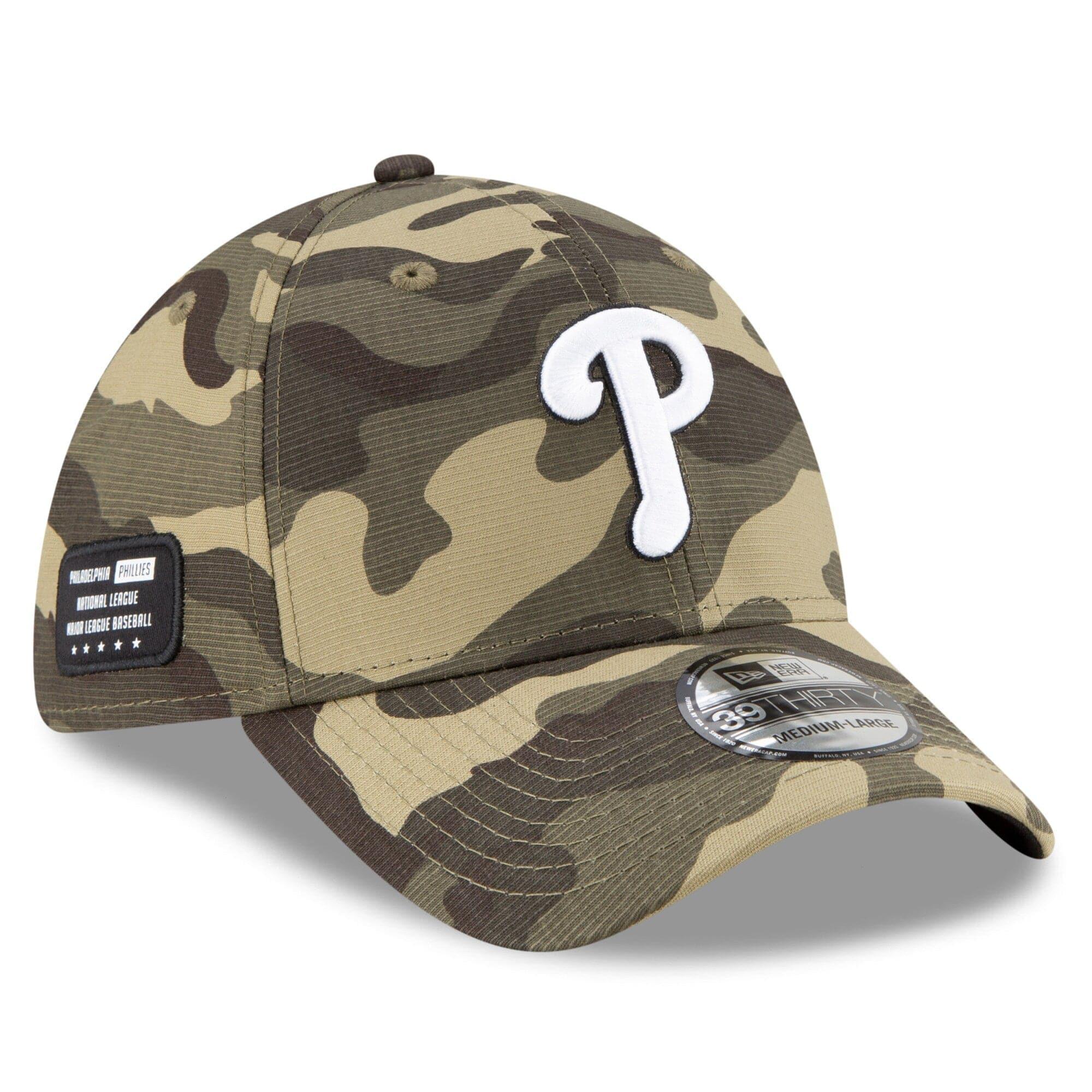 Philadelphia Phillies New Era MLB 2021 Armed Forces 39THIRTY Flex Fit Curve Hat - Camo