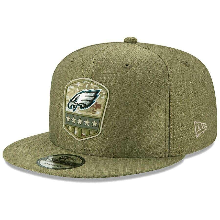 Philadelphia Eagles New Era NFL 2019 Salute To Service 9FIFTY Snapback Hat - Army