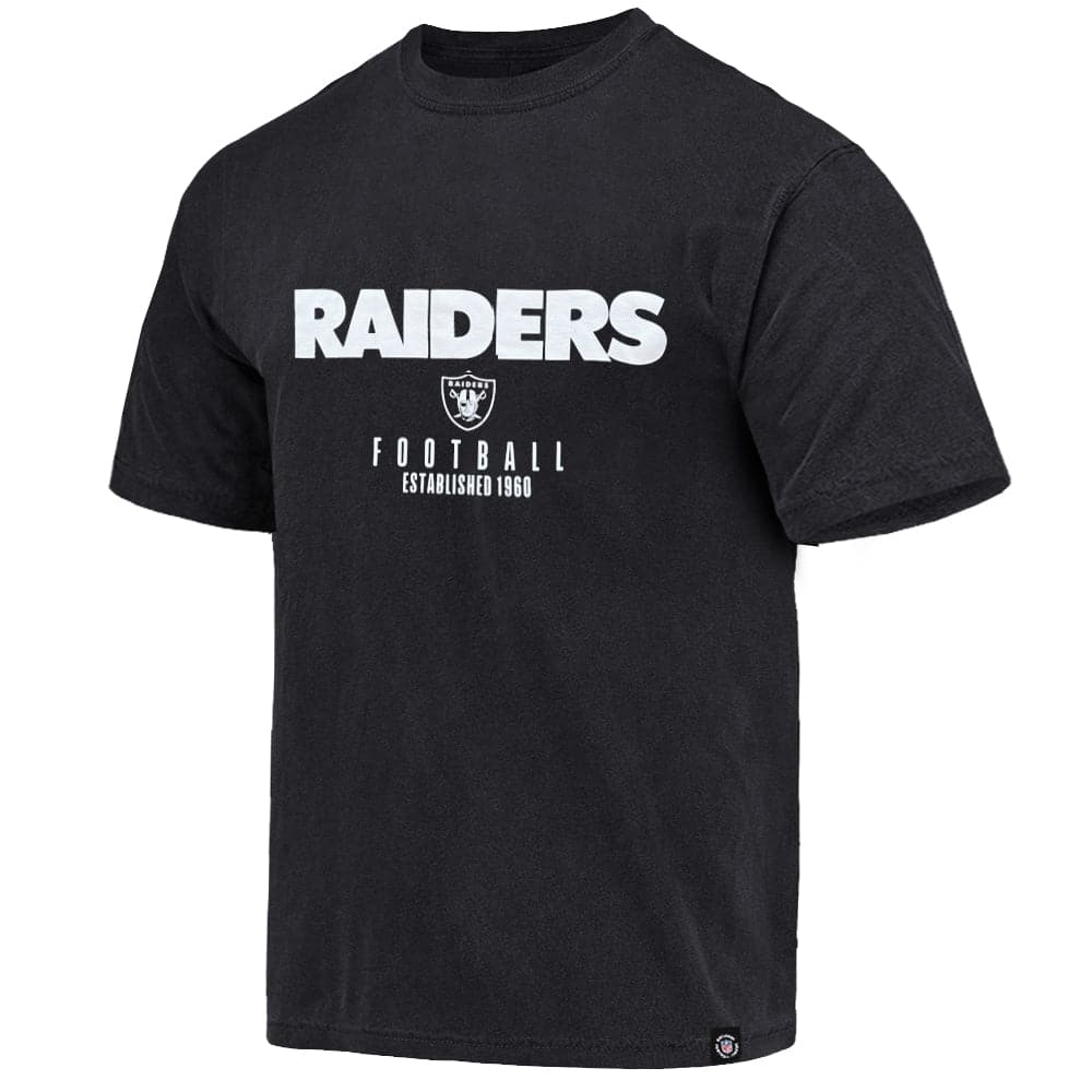Las Vegas Raiders NFL Stripe Stack Vintage T-Shirt- Faded Black
