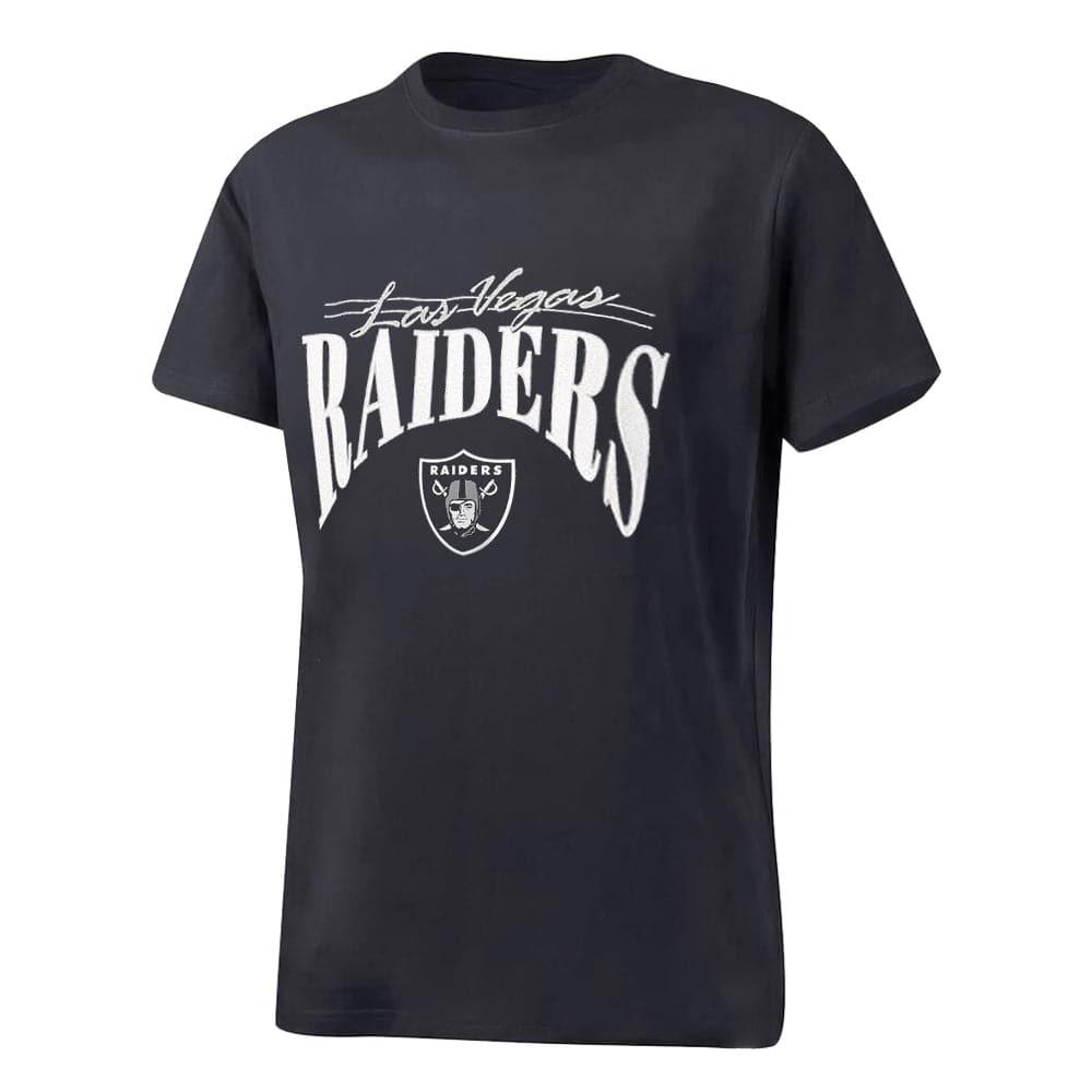 Womens Las Vegas Raiders Majestic NFL Arch Boxy T-Shirt - Faded Black