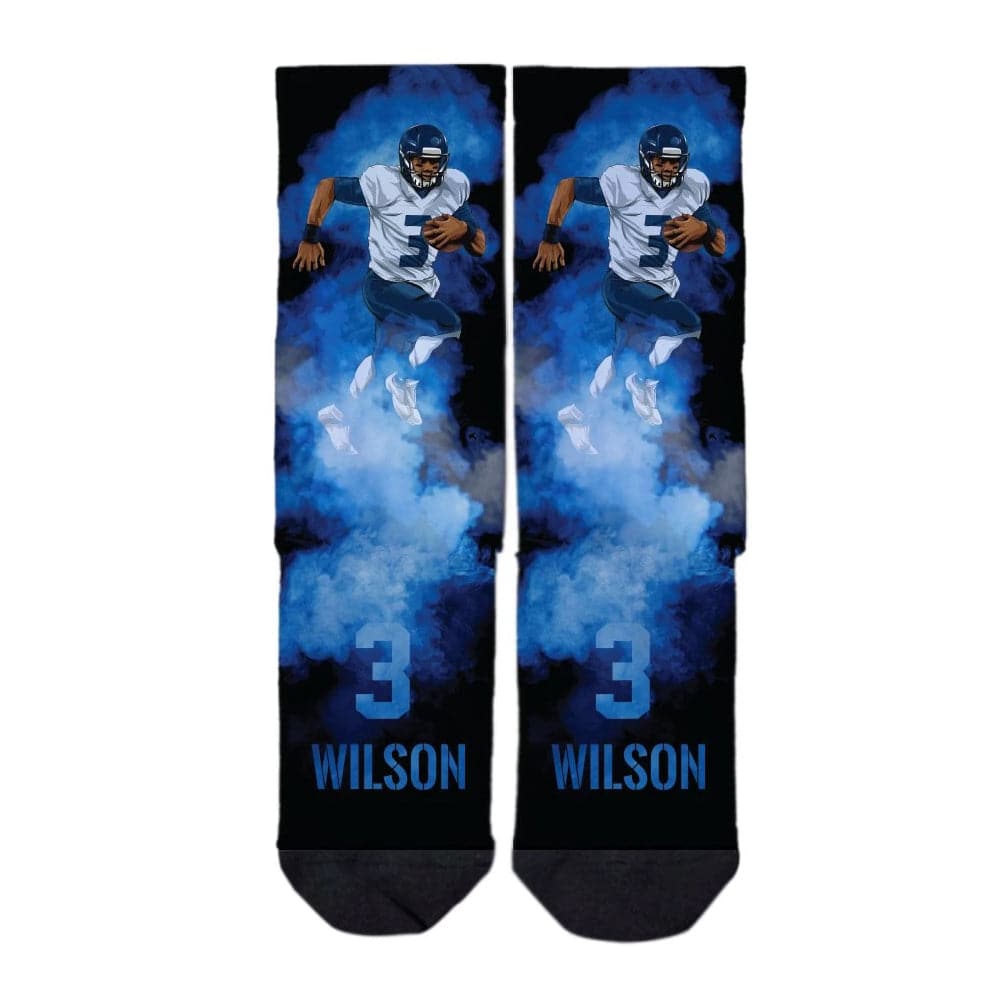 Russell Wilson Seattle Seahawks Strideline NFL Fog Classic Crew Socks - Black