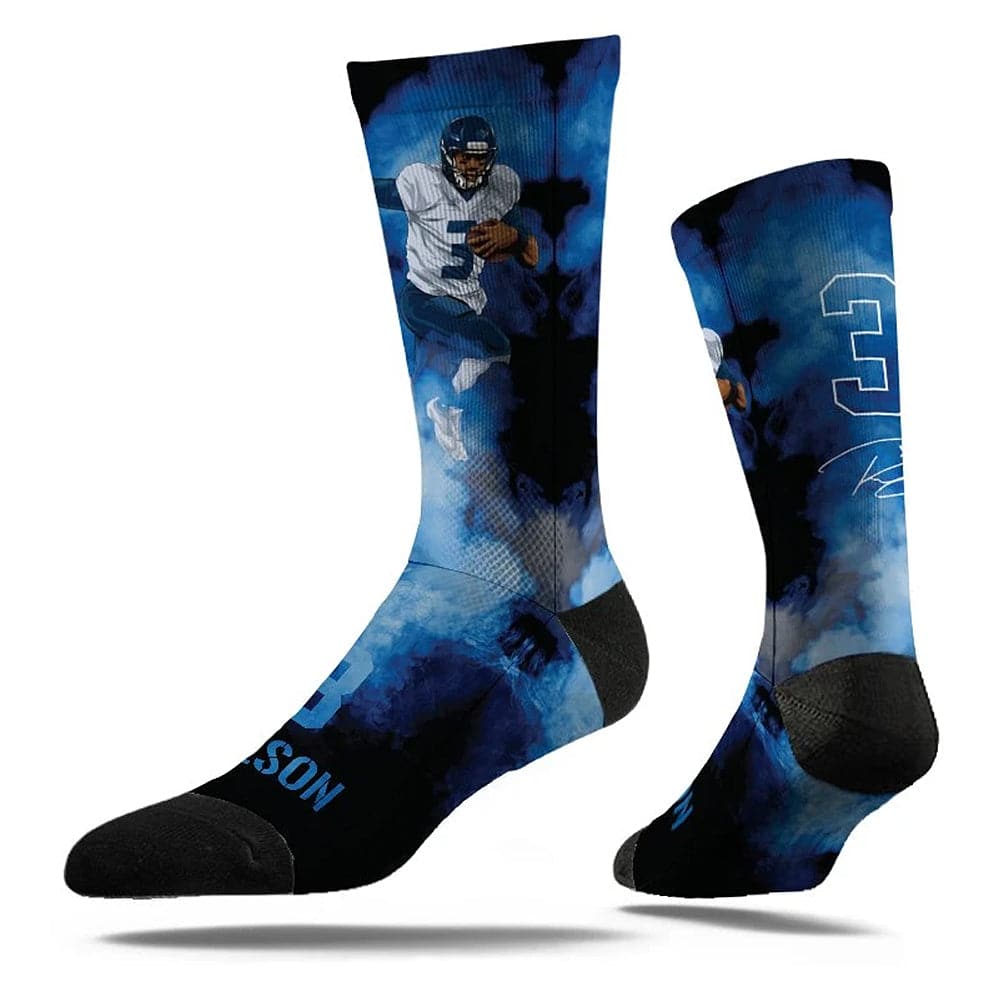 Russell Wilson Seattle Seahawks Strideline NFL Fog Classic Crew Socks - Black