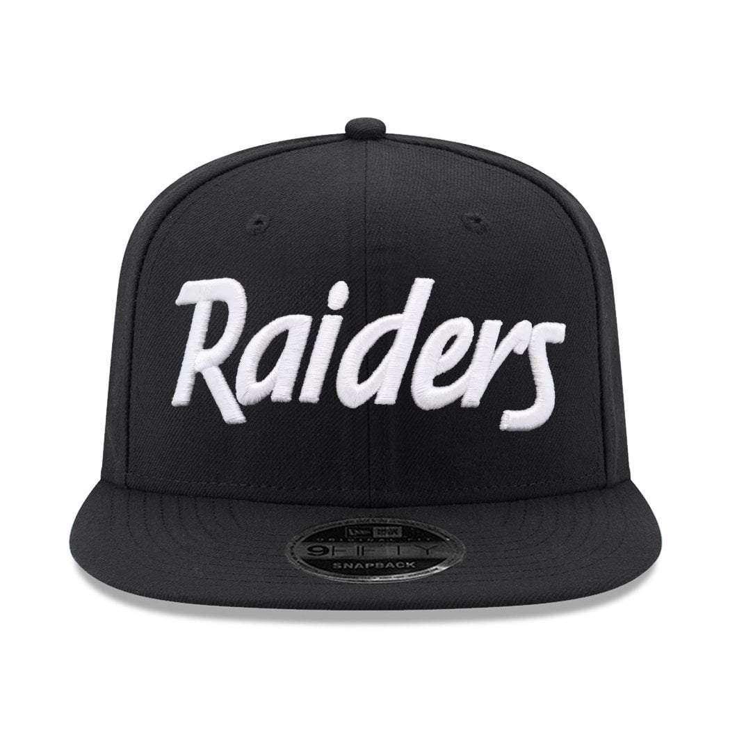 Oakland Raiders New Era NFL Black & White Script OF 9FIFTY Snapback Hat