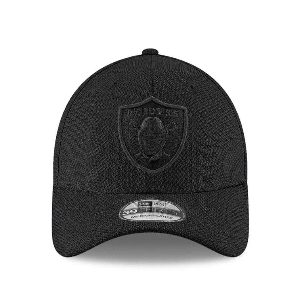 Oakland Raiders New Era NFL Black On Black Diamond Era 39THIRTY Curve Hat