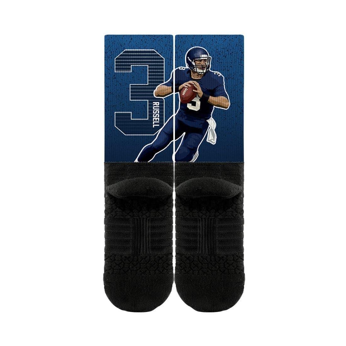 Russell Wilson Seattle Seahawks Strideline NFL Scramble Premium Crew Socks - Navy