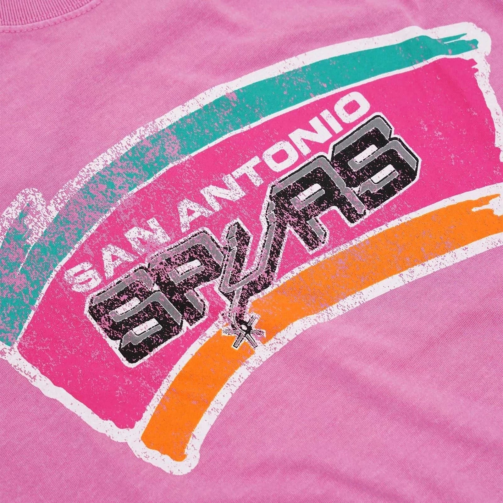 San Antonio Spurs Mitchell & Ness NBA HWC Big Logo Vintage T-Shirt - Faded Pink