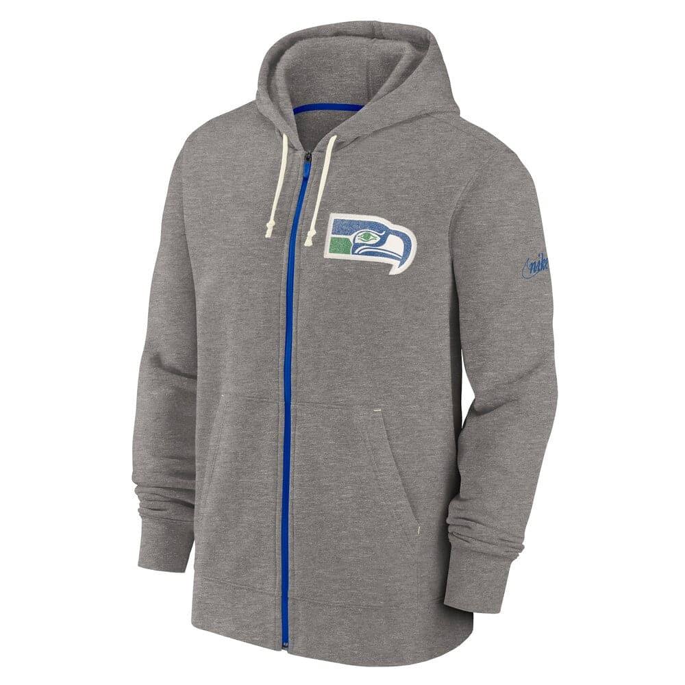 Seattle Seahawks Nike NFL Historic Full Zip Fleece Hoodie Jumper - Grey