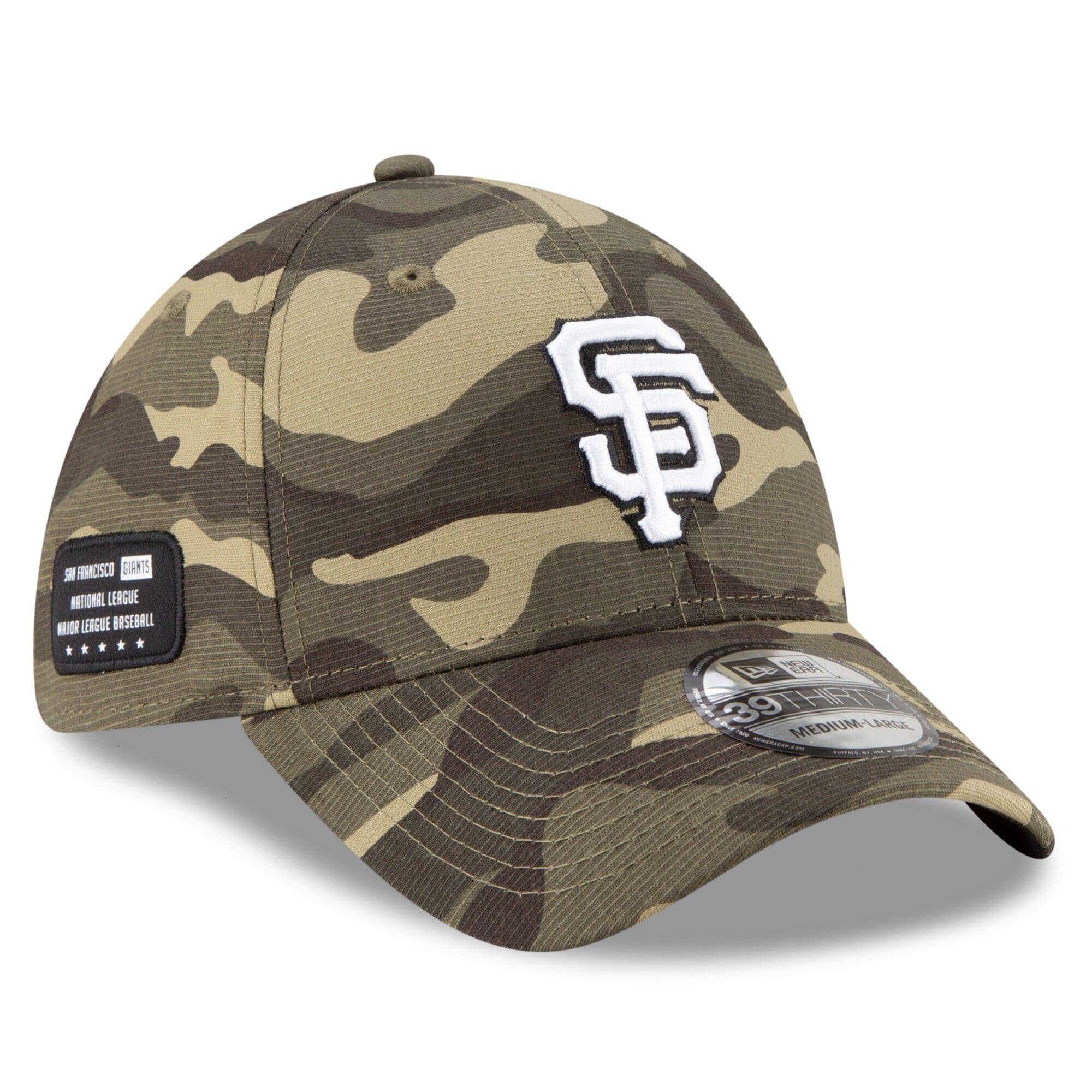 San Francisco Giants New Era MLB 2021 Armed Forces 39THIRTY Flex Fit Curve Hat - Camo
