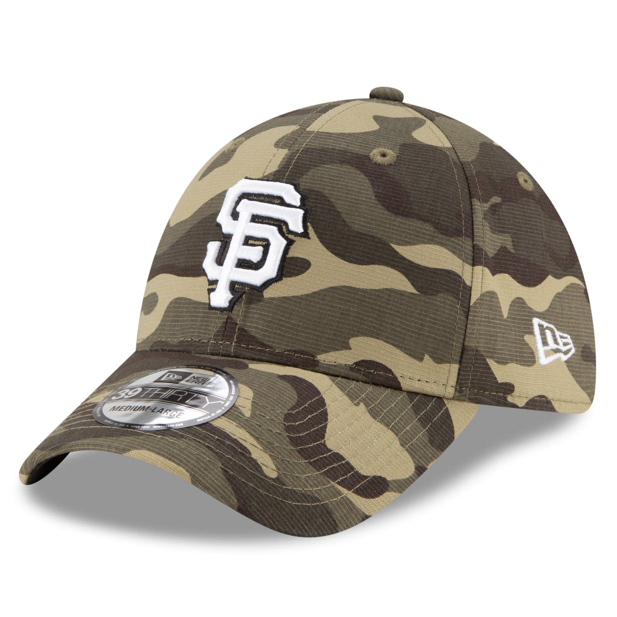 San Francisco Giants New Era MLB 2021 Armed Forces 39THIRTY Flex Fit Curve Hat - Camo