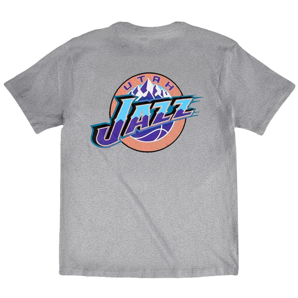 Utah Jazz Mitchell & Ness NBA HWC Retro Repeat T-Shirt - Grey Marle