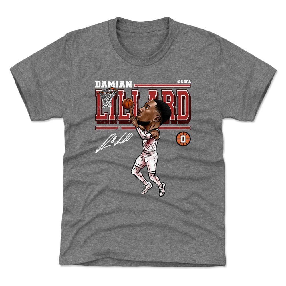 Youths Damian Lillard Portland Trail Blazers 500 Level NBA Cartoon T-Shirt - Gray