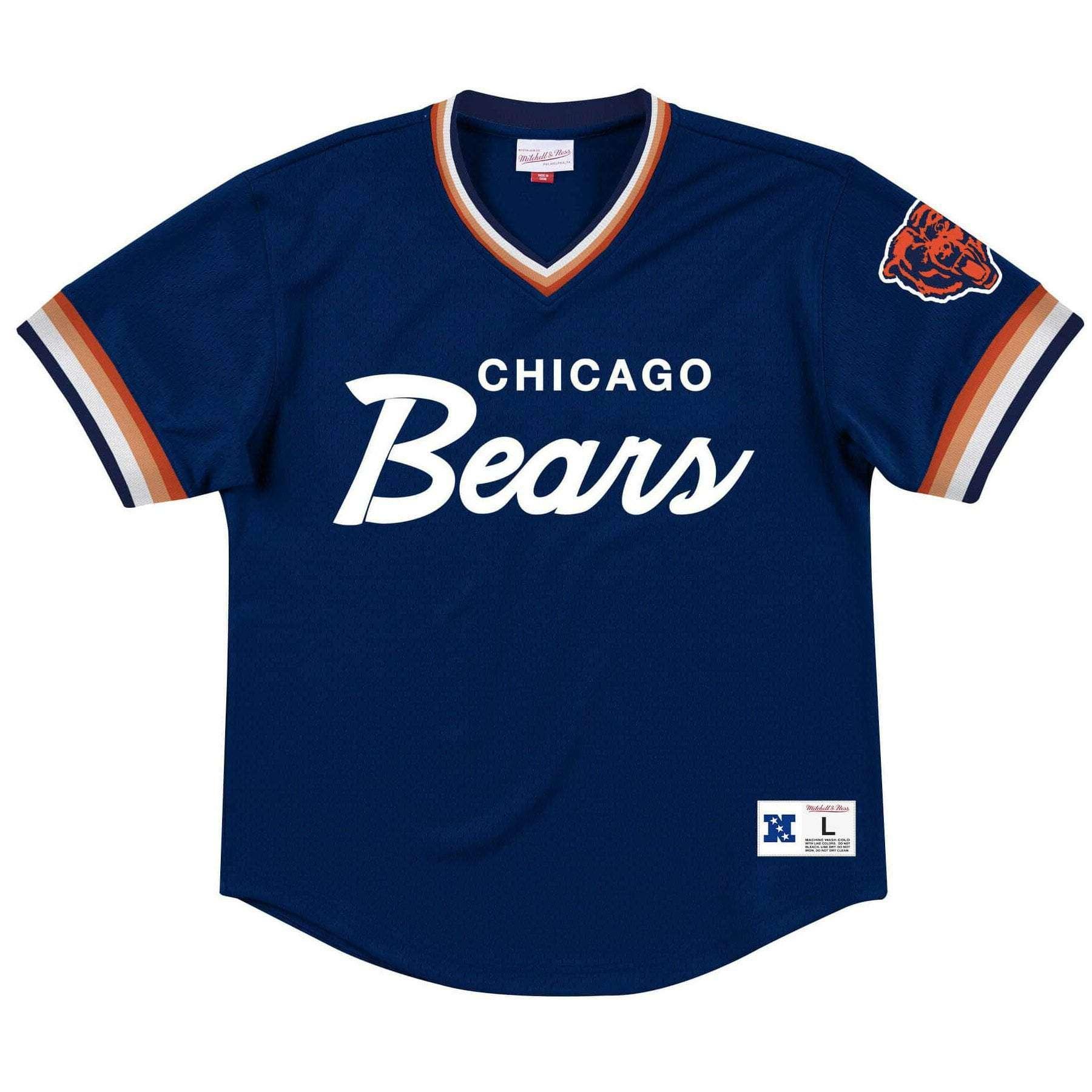 Chicago Bears Mitchell & Ness NFL Special Script Mesh V-Neck - Navy