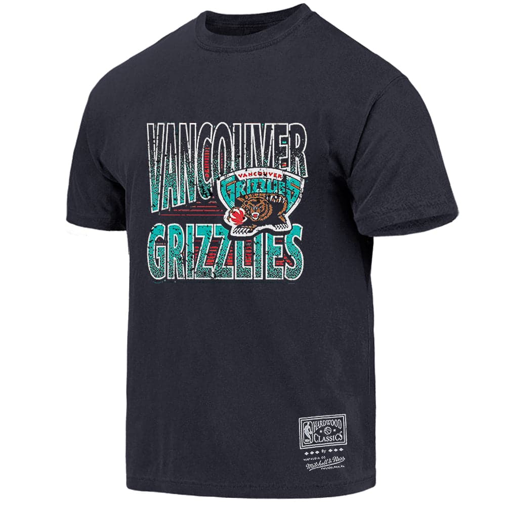 Memphis Grizzlies Mitchell & Ness NBA Incline Stack Vintage T-Shirt - Faded Black