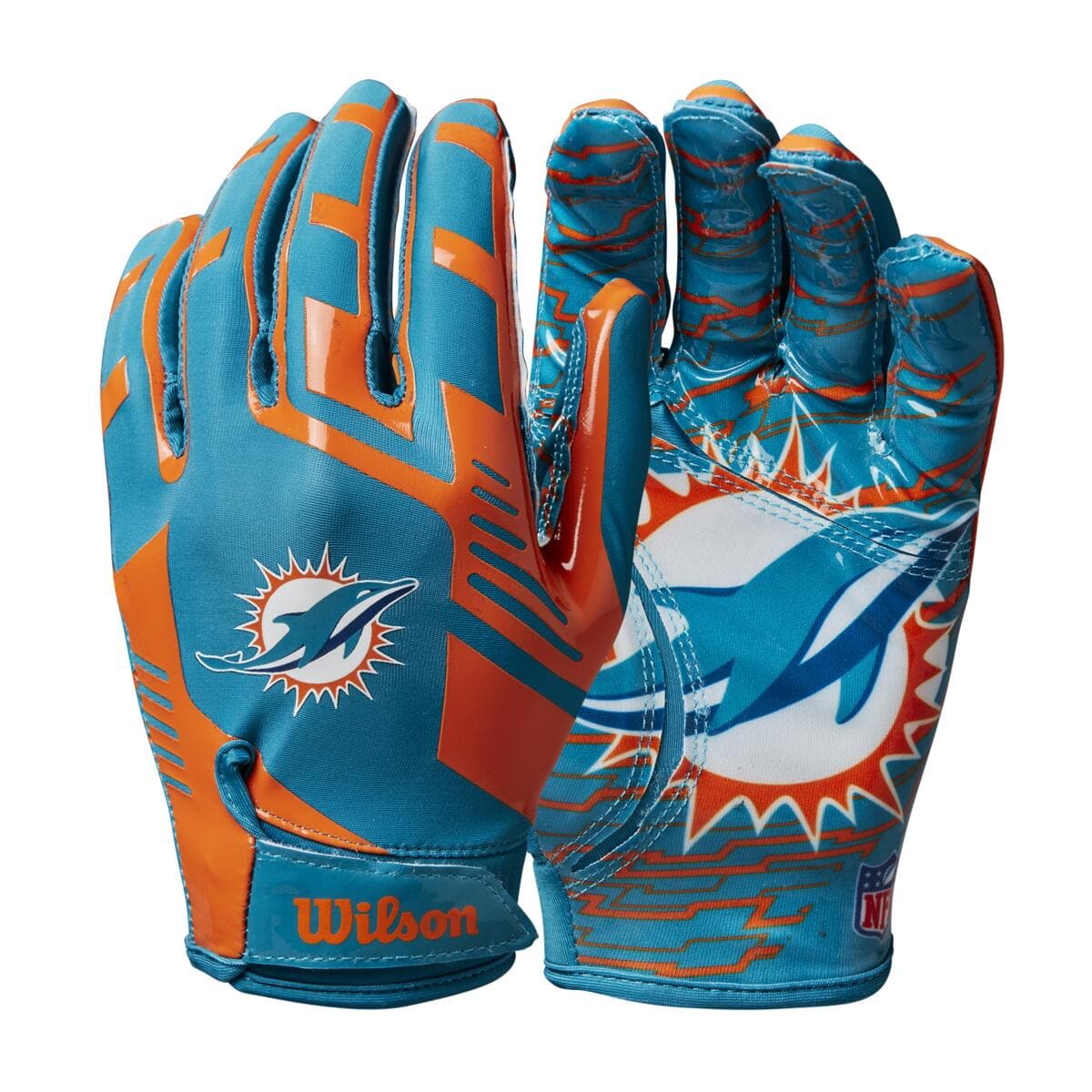 Miami Dolphins Wilson NFL Team Stretch Fit Receiver Gloves