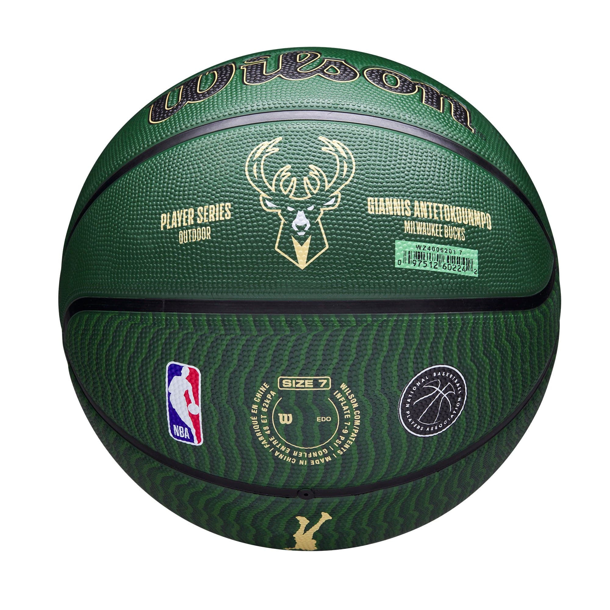 Giannis Antetokounmpo Milwaukee Bucks Wilson NBA Icon Basketball - Green