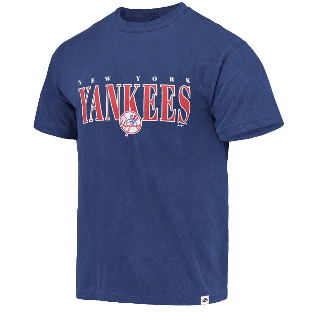 New York Yankees Majestic MLB Linear Vintage T-Shirt - Faded Navy