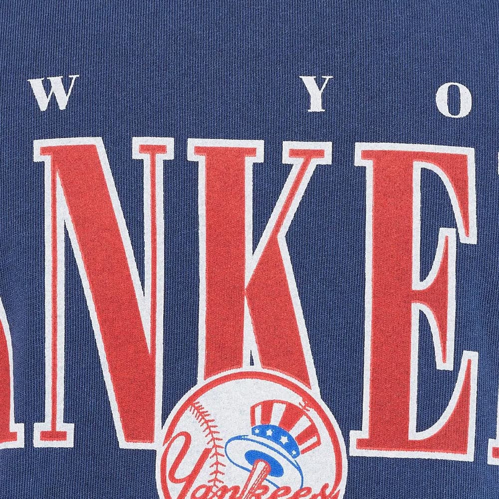 New York Yankees Majestic MLB Linear Vintage T-Shirt - Faded Navy