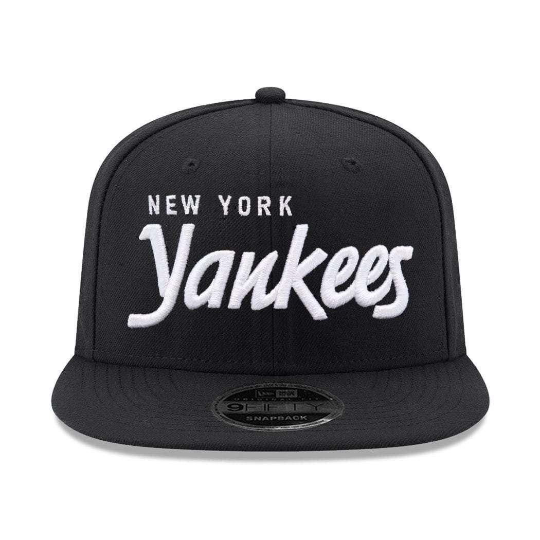 New York Yankees New Era MLB Black & White Script OF 9FIFTY Snapback Hat