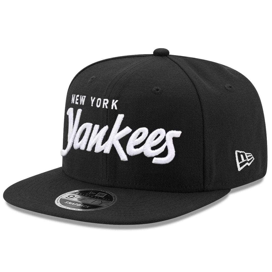 New York Yankees New Era MLB Black & White Script OF 9FIFTY Snapback Hat