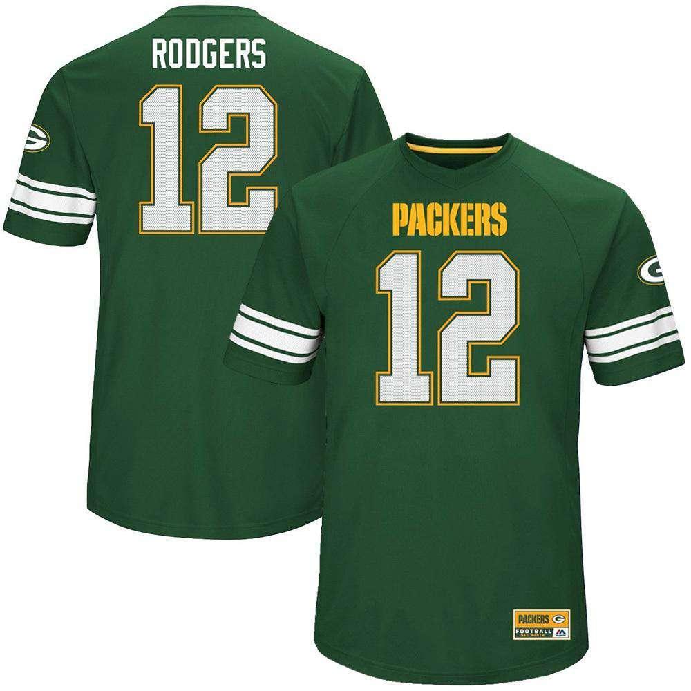 Majestic Athletic T-Shirts Aaron Rodgers Green Bay Packers Majestic NFL Hashmark Jersey - Green