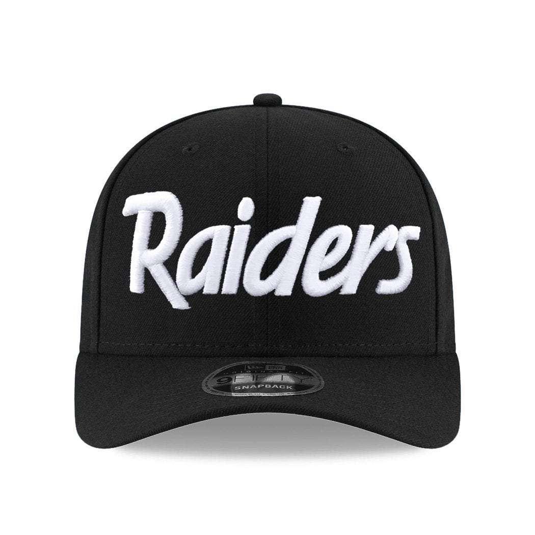 Oakland Raiders New Era NFL Script Pre-Curved OF 9FIFTY Snapback Hat - Black