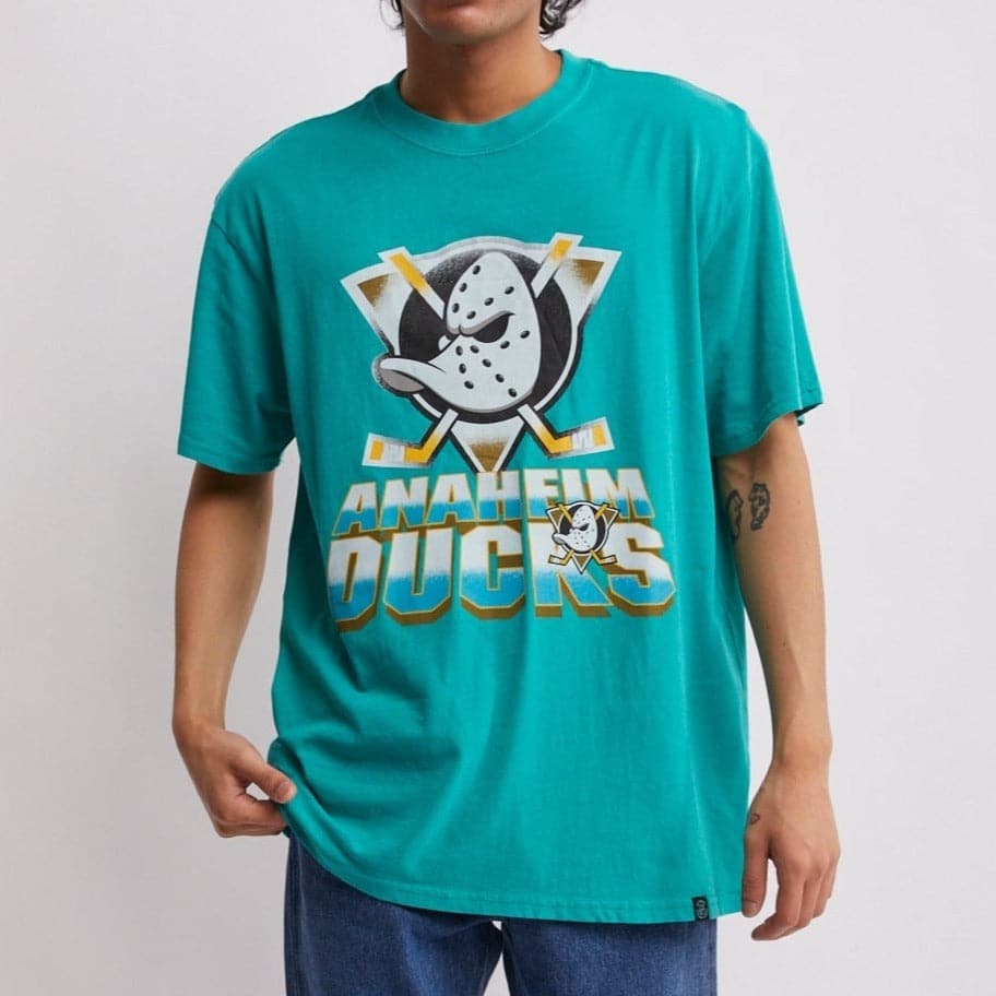 Anaheim Mighty Ducks NHL Shadow Graphic Vintage T-Shirt - Faded Teal