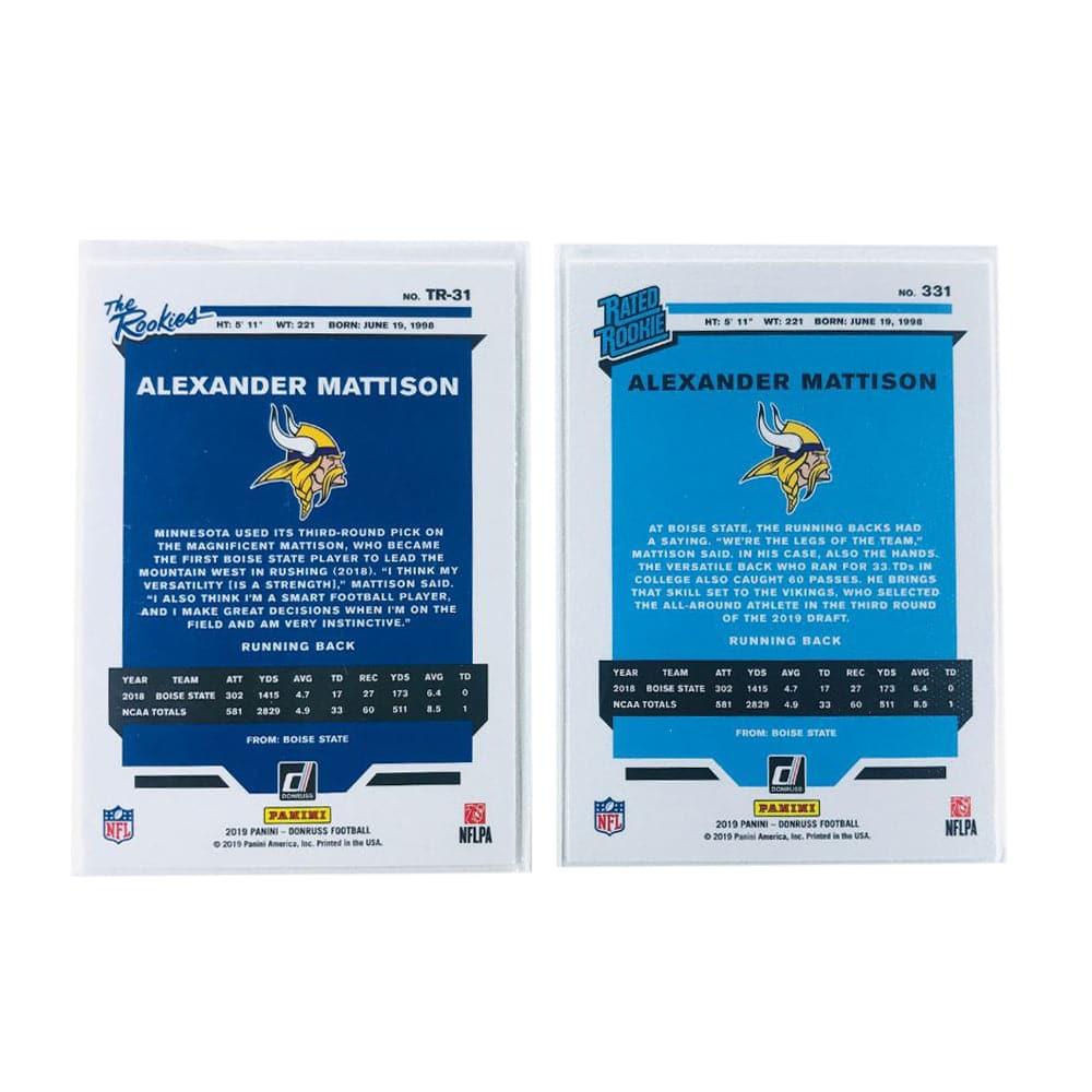 Panini Cards Alexander Mattison Minnesota Vikings 2019 Panini NFL 2 Card Rookie Set