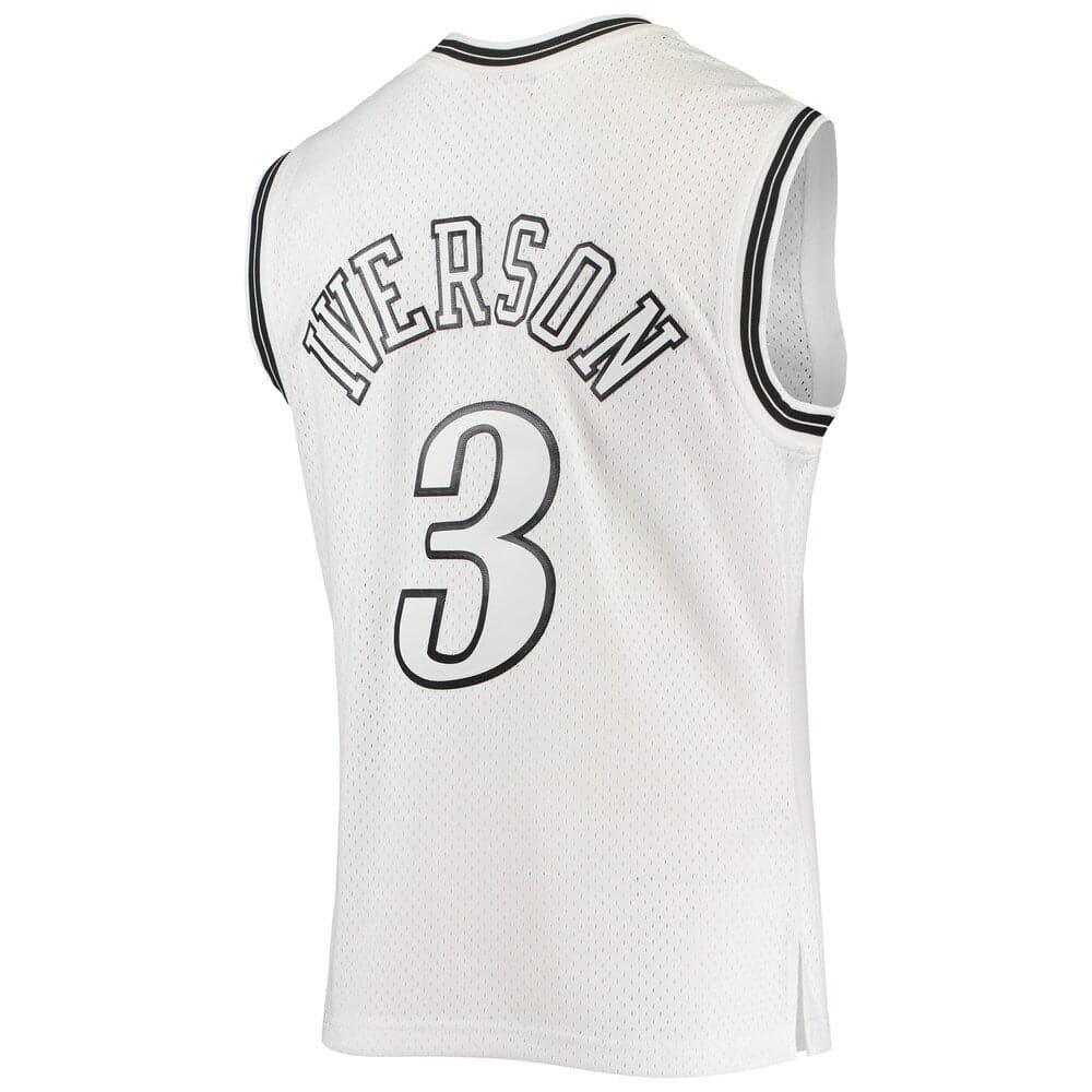 Mitchell And Ness Jerseys Allen Iverson Philadelphia 76ers Mitchell & Ness NBA Black & White Swingman Jersey - White