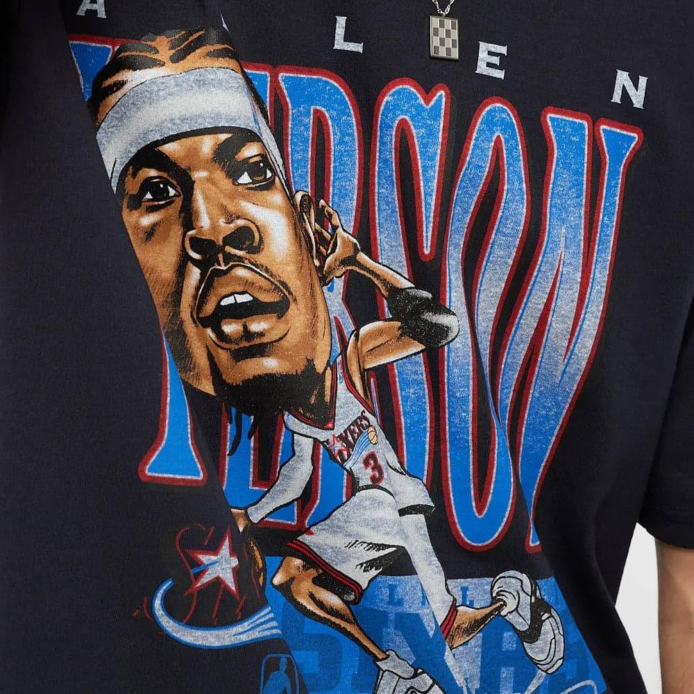 Mitchell And Ness T-Shirts Allen Iverson Philadelphia 76ers Mitchell & Ness NBA Caricature Vintage T-Shirt - Faded Black