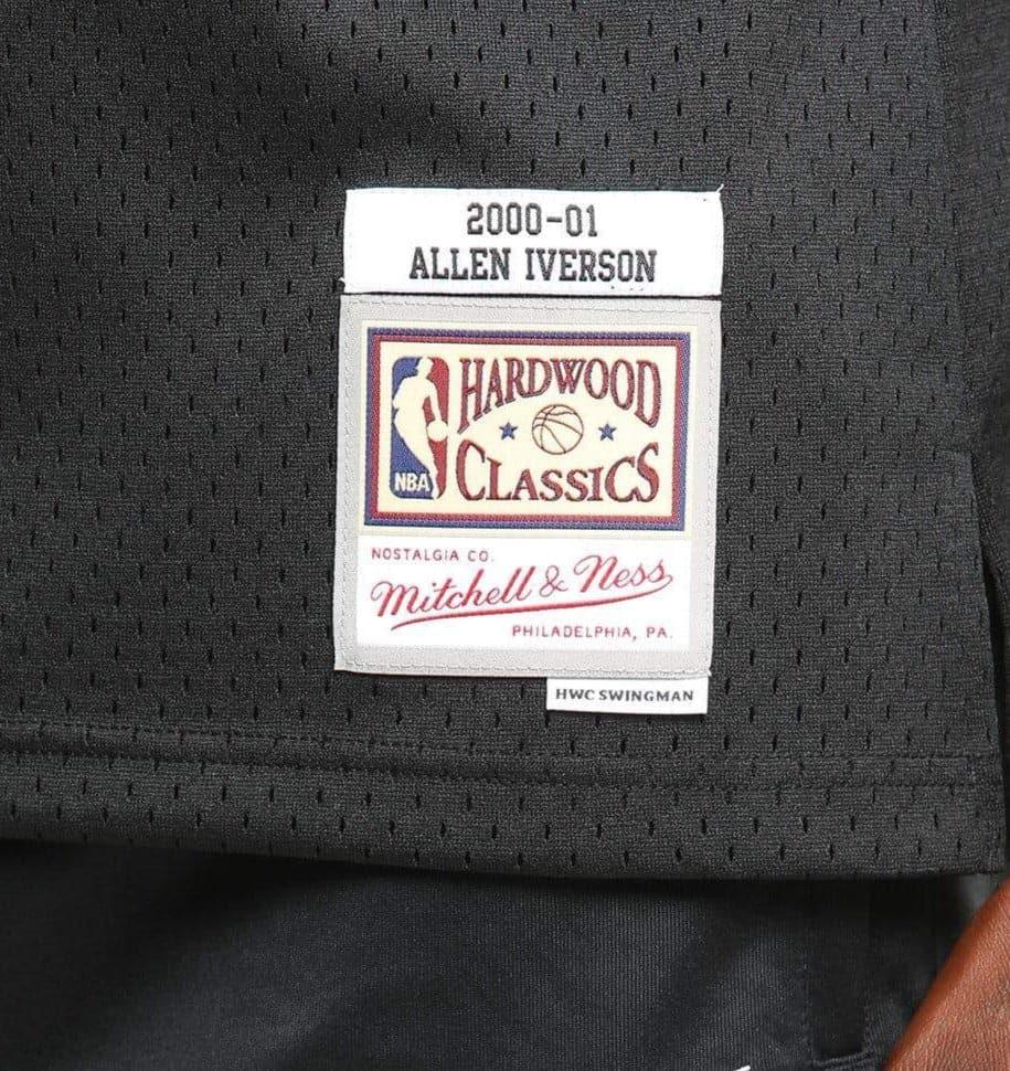 Mitchell And Ness Jerseys Allen Iverson Philadelphia 76ers Mitchell & Ness NBA White Logo Swingman Jersey - Black