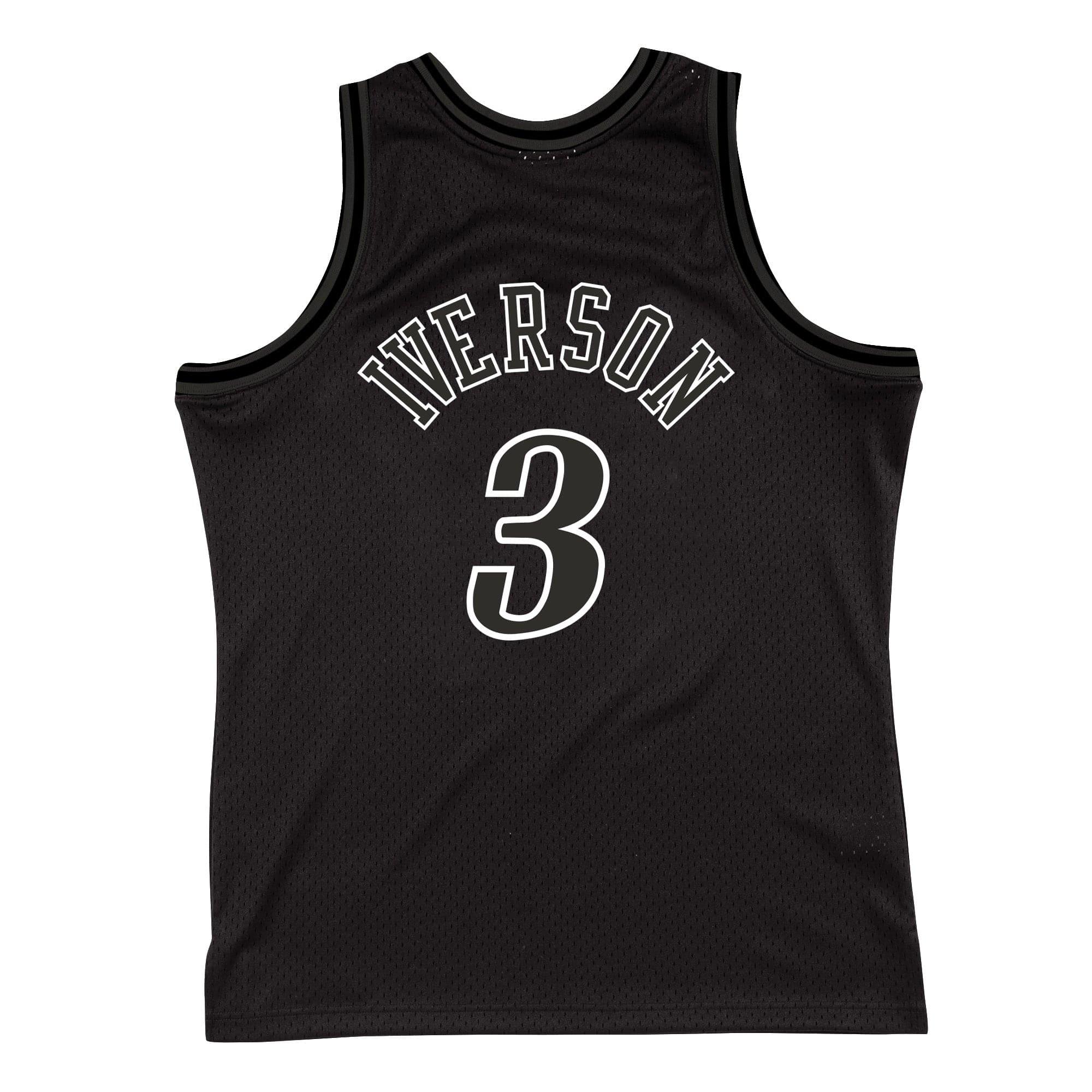 Mitchell And Ness Jerseys Allen Iverson Philadelphia 76ers Mitchell & Ness NBA White Logo Swingman Jersey - Black