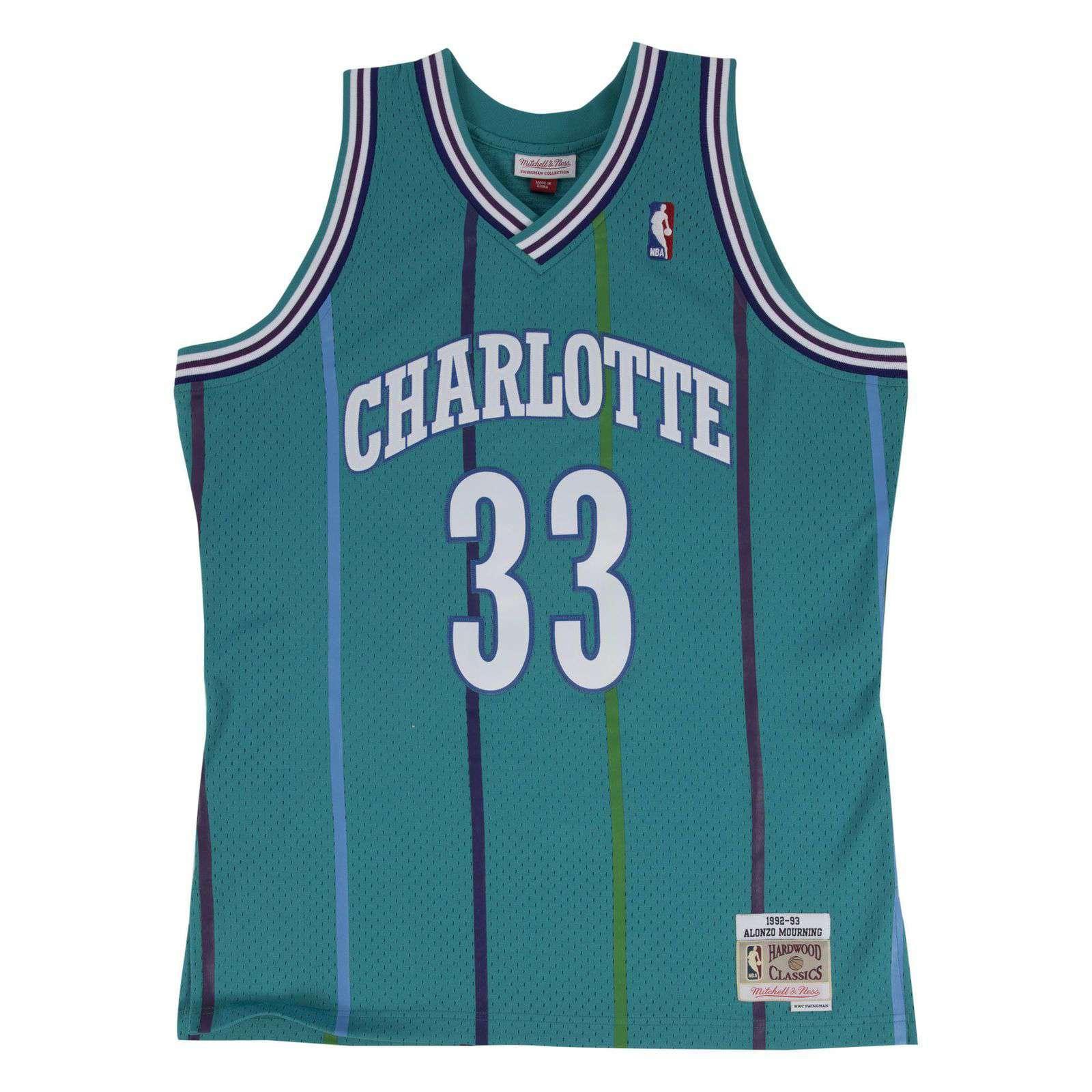 Mitchell And Ness Jerseys Alonzo Mourning Charlotte Hornets Mitchell & Ness NBA Swingman Jersey - Teal