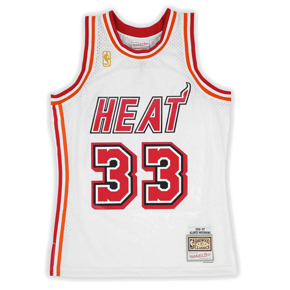 Mitchell And Ness Jerseys Alonzo Mourning Miami Heat Mitchell & Ness NBA Swingman Jersey 96-97 - White