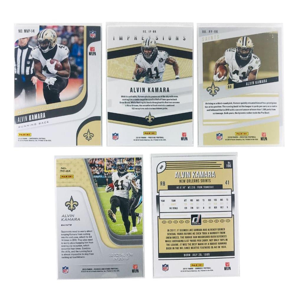 Panini Cards Alvin Kamara New Orlean Saints Panini NFL 5 Insert/Paralell Card Set
