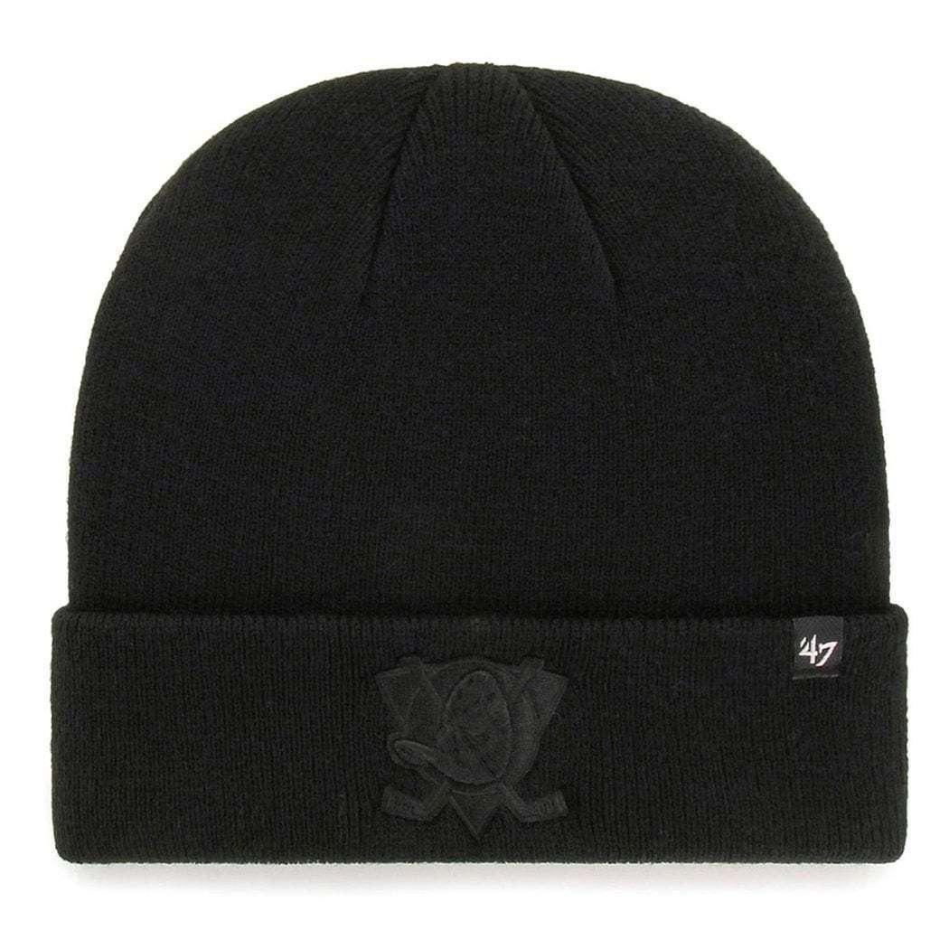 47 Brand Beanies Anaheim Mighty Ducks '47 NHL Black On Black Raised Cuff Knit Beanie
