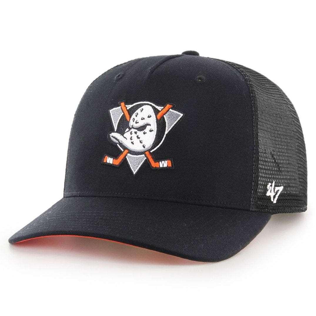 47 Brand Caps Anaheim Mighty Ducks '47 NHL Level Mesh DV Pre-Curved Snapback Hat - Black