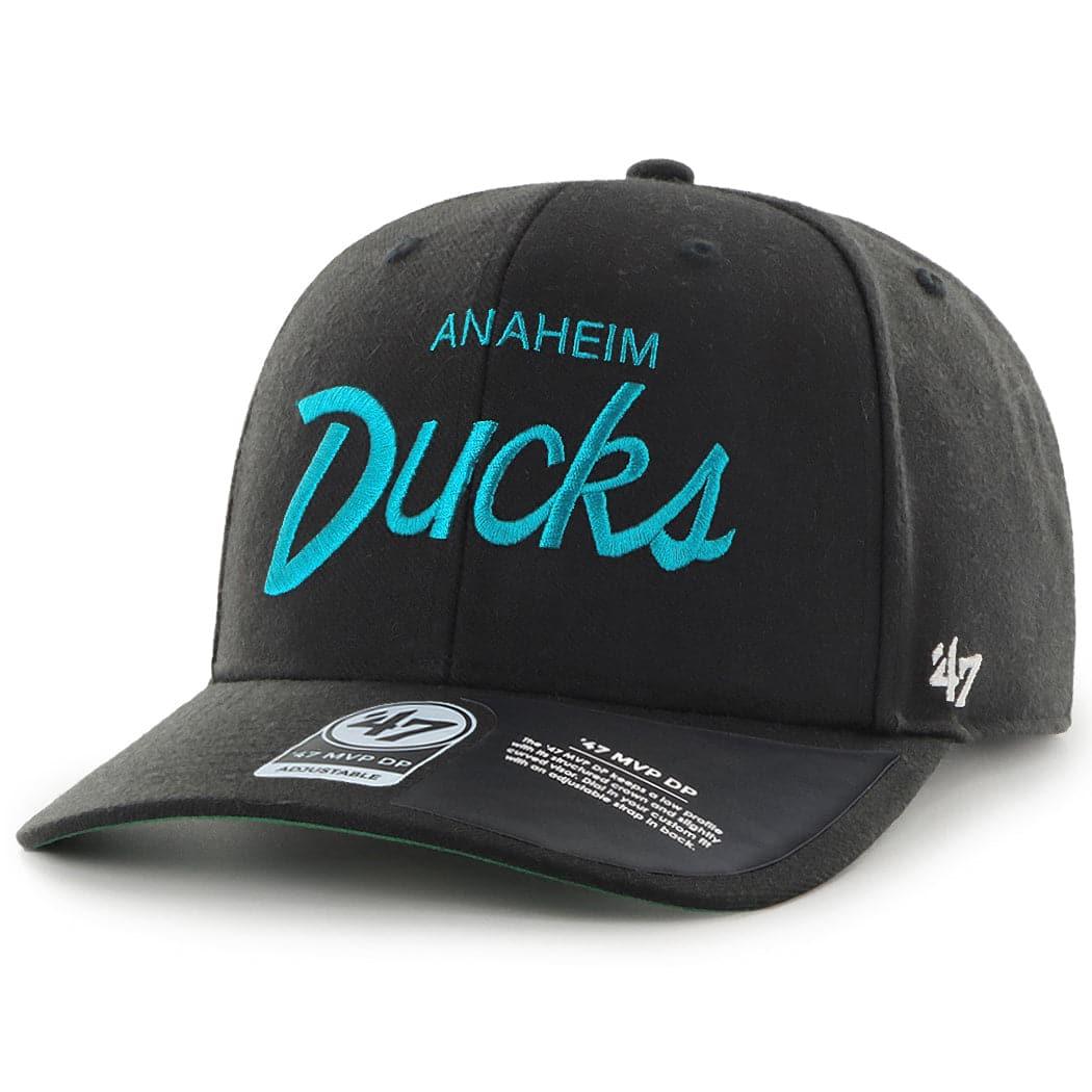 47 Brand Caps Anaheim Mighty Ducks ‘47 NHL Replica Script MVP DP Pre-Curved Snapback Hat - Black