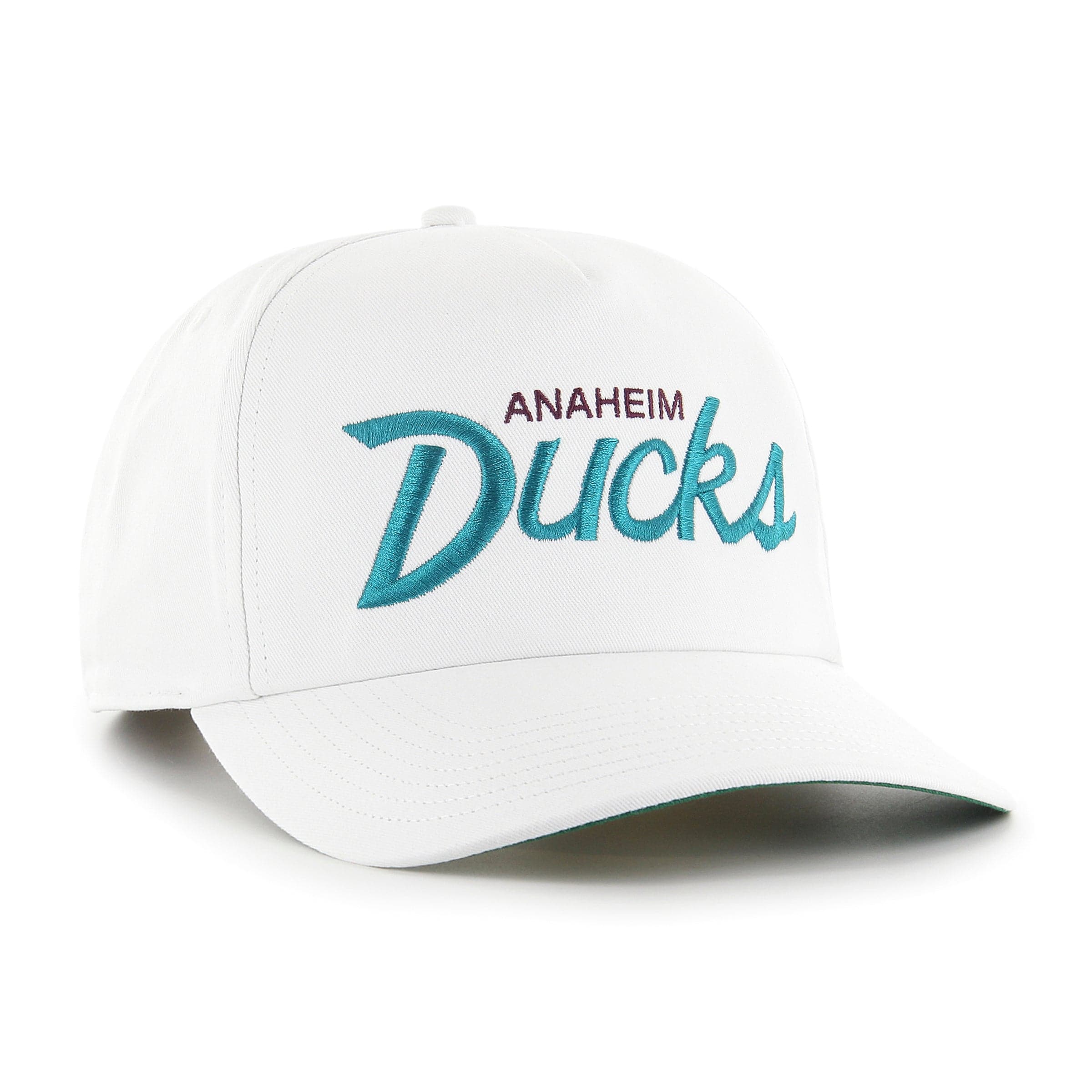 47 Brand Caps Anaheim Mighty Ducks ‘47 NHL Script Nantasket Pre-Curved Snapback Hat - White