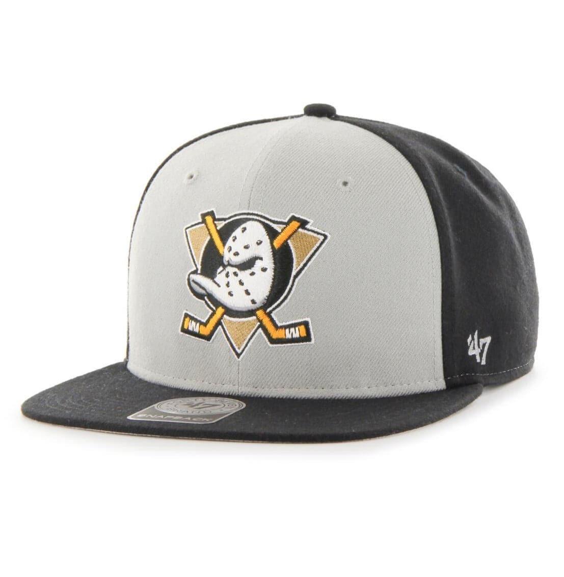 47 Brand Caps Anaheim Mighty Ducks '47 NHL Sure Shot Captain Snapback Hat - Grey/Black